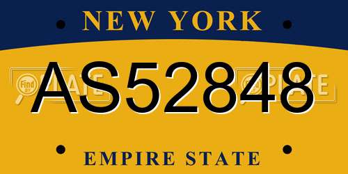 AS52848 New York License Plate