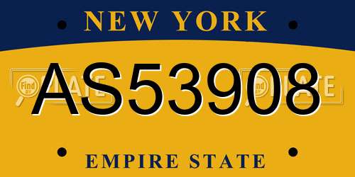 AS53908 New York License Plate