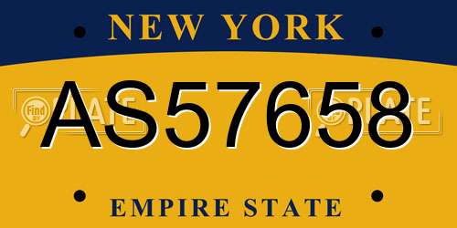 AS57658 New York License Plate