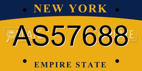 AS57688 New York License Plate