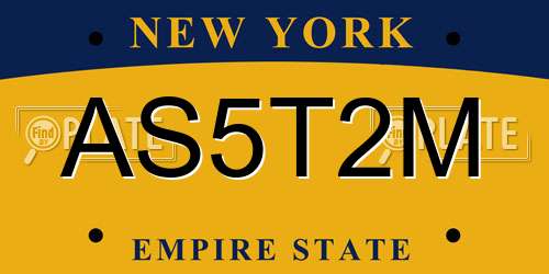 AS5T2M New York License Plate