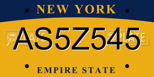 AS5Z545 New York License Plate