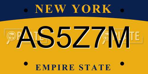 AS5Z7M New York License Plate
