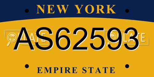 AS62593 New York License Plate