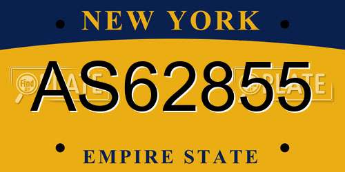 AS62855 New York License Plate