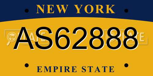 AS62888 New York License Plate