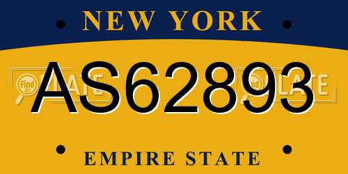 AS62893 New York License Plate