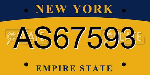 AS67593 New York License Plate