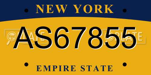 AS67855 New York License Plate