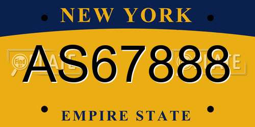 AS67888 New York License Plate