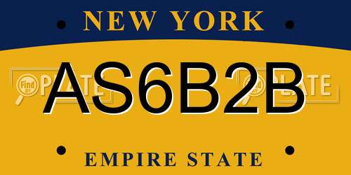 AS6B2B New York License Plate
