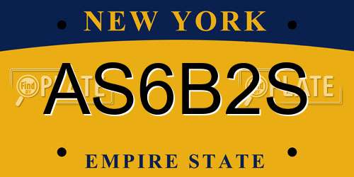 AS6B2S New York License Plate