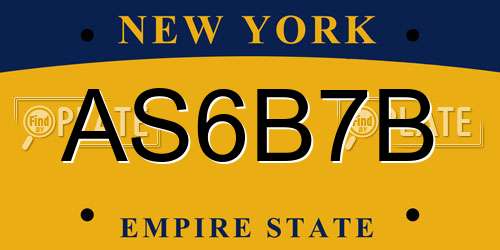 AS6B7B New York License Plate