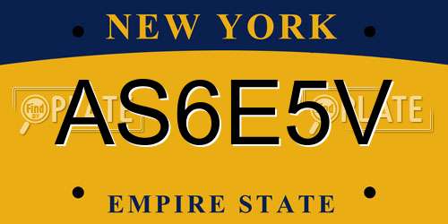 AS6E5V New York License Plate