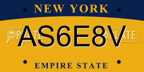 AS6E8V New York License Plate
