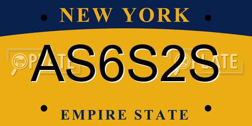 AS6S2S New York License Plate
