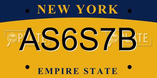 AS6S7B New York License Plate