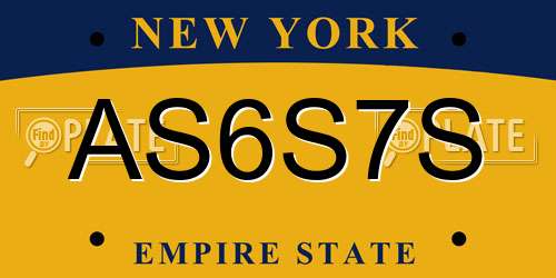 AS6S7S New York License Plate
