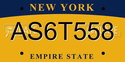 AS6T558 New York License Plate