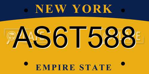 AS6T588 New York License Plate