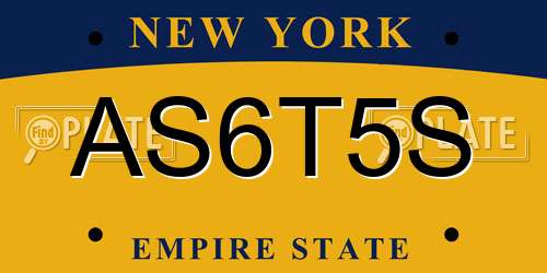 AS6T5S New York License Plate
