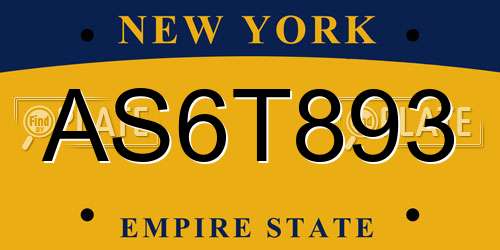 AS6T893 New York License Plate