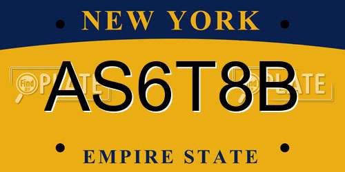 AS6T8B New York License Plate