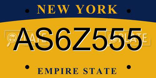 AS6Z555 New York License Plate