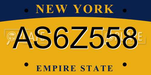 AS6Z558 New York License Plate