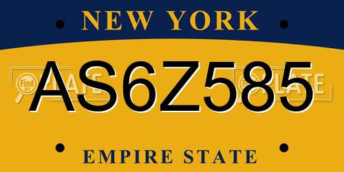 AS6Z585 New York License Plate