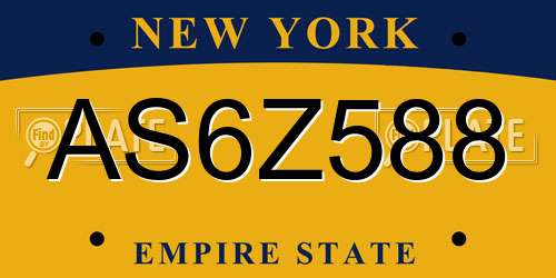AS6Z588 New York License Plate