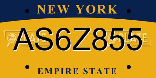 AS6Z855 New York License Plate