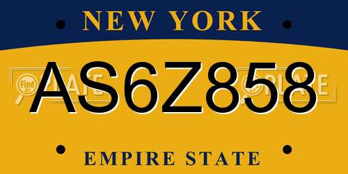 AS6Z858 New York License Plate
