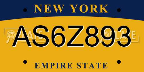 AS6Z893 New York License Plate