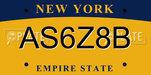 AS6Z8B New York License Plate