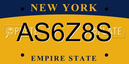 AS6Z8S New York License Plate
