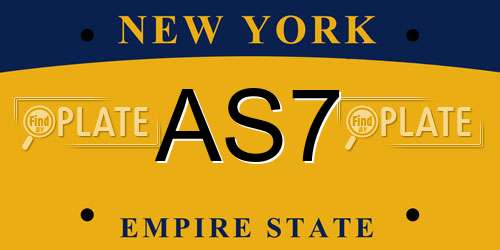 AS7 New York License Plate