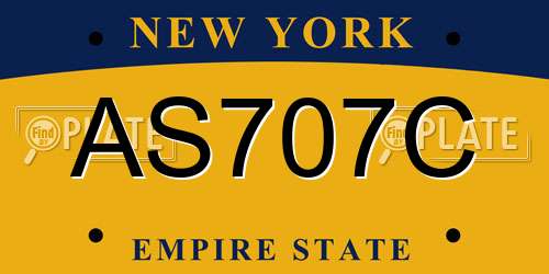 AS707C New York License Plate