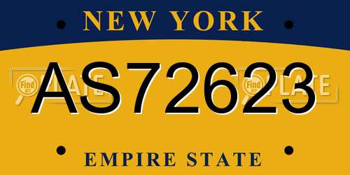 AS72623 New York License Plate
