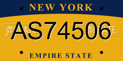 AS74506 New York License Plate