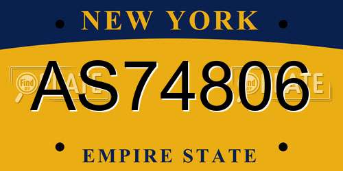 AS74806 New York License Plate