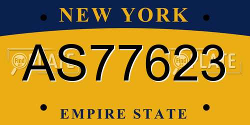 AS77623 New York License Plate