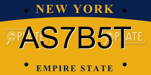 AS7B5T New York License Plate