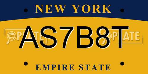 AS7B8T New York License Plate