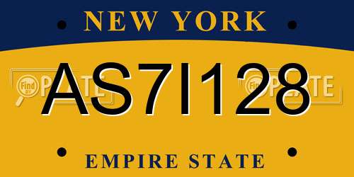 AS7I128 New York License Plate
