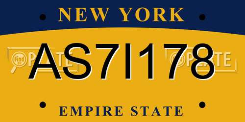 AS7I178 New York License Plate