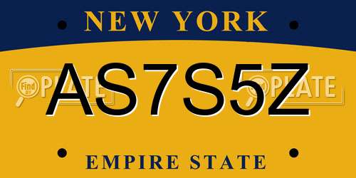 AS7S5Z New York License Plate