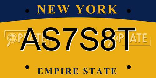AS7S8T New York License Plate