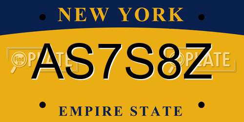 AS7S8Z New York License Plate