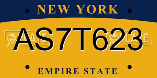 AS7T623 New York License Plate